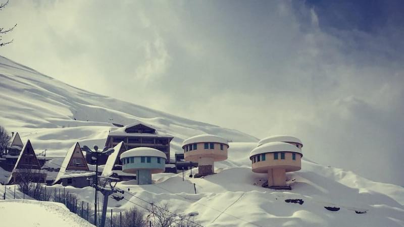 Shemshak Ski Resort hotel snowy day near tehran